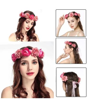Prosperity Flower Crown & Headband Set - Bohemian Floral Wreath for Brides & Girls - Adjustable Hair Accessories for Weddings - 2 Pieces - Buy Online on GoSupps.com