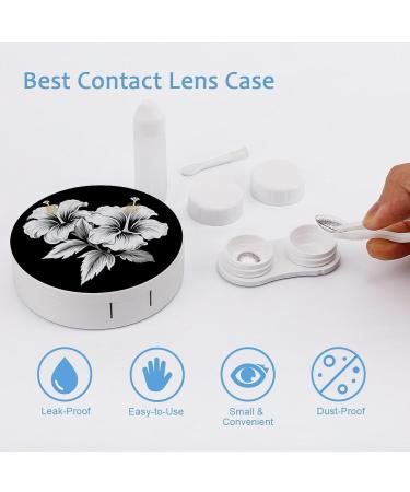 Hibiscus Flowers Contact Lens Case with Mirror - Cute Portable Travel Kit for Eye Care - Buy Online on GoSupps.com