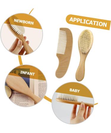 SECFOU Baby Hair Brush 1 Set Newborns Baby Wool Supplies Hair Infant Wooden with Comb Gift Goat Toddlers Care for Cradle Soft Brush Shower Newborn Kit Cap and Bristle Kids Baby Gifts - Buy Online on GoSupps.com