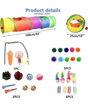 Cat Interactive Toys 30 PCS Cat Kitten Toys Set Including Cat Tunnel Fluffy Mouse Cat Catnip Toy Mice Colorful Crinkle Balls and Bells Interactive Toys Pack for Indoor Cats - Buy Online on GoSupps.com