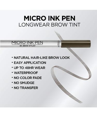 L'Or al Paris Micro Ink Pen Brow Stylist - Dark Brunette 0.033 fl oz | Longwear Tint for Hair-Like Effect | Precision Comb Tip | Up to 48HR Wear - Buy Online on GoSupps.com