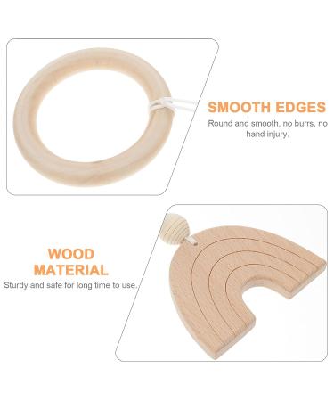 Woodsy Decor 4Pcs Hanging Baby Gym Wood Toys Set - Wooden Baby Play Gym Activity Pendant Rattles, Teething Soothers, Sensory Toys - Nursery Grey & Beige Theme - Buy Online on GoSupps.com