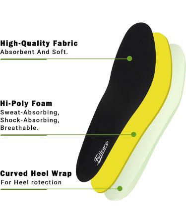 Unisex Running Insoles for Men & Women | Comfort Energy Arch Support & Shock Absorption | Plus Size Black/Green Inserts - Buy Online on GoSupps.com