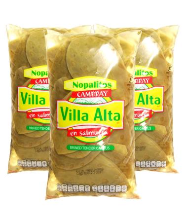 Azteca Cactus Whole Pouch 1kg (Pack 3) / Mexican Food Nopales Cactus Whole Leaves in Brine for Cooking
