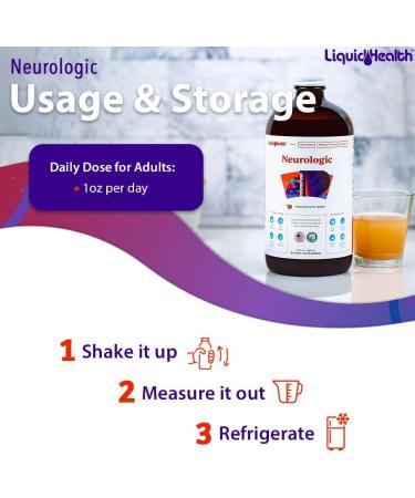 LIQUIDHEALTH Neurologic Focus Supplement - Brain Booster Nootropic Supplement for Cognitive Function Memory & Focus with Ginkgo Biloba Choline L-Theanine & Phosphatidylserine - USA Made (32 oz) Pomegranate Berry - 32 Fl  - Buy Online on GoSupps.com