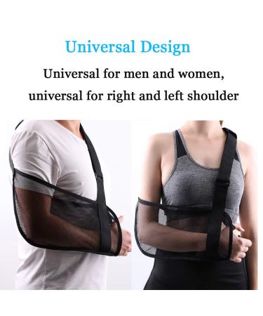 Mesh Arm Shoulder Sling for Rotator Cuff Surgery Recovery - Black | Arm Brace Support for Men and Women - Buy Online on GoSupps.com