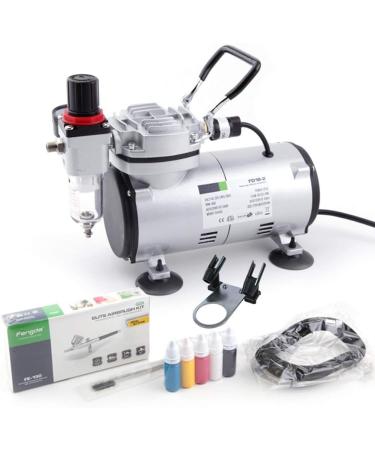 Timbertech Airbrush Kit with Compressor AS18-2K - Basic Start Kit for Hobby, Tattoo, Graphic & Body Painting - Buy Online on GoSupps.com