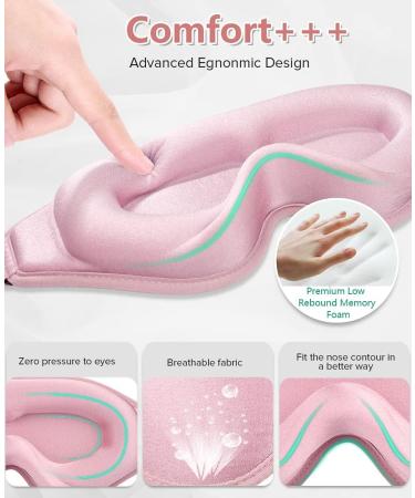 3D Contoured Sleep Mask for Women Men - 99% Blackout Eye Covers - Comfortable & Adjustable - Perfect for Travel and Lash Extensions - Pink - Buy Online on GoSupps.com