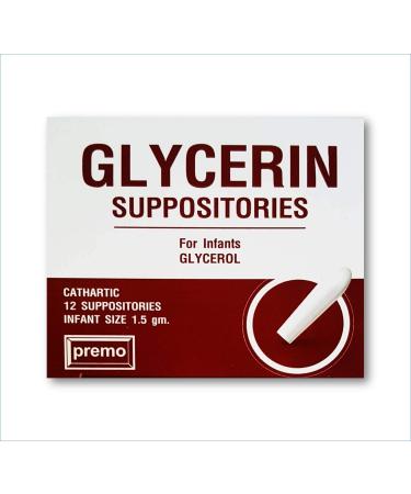 Glycerin Suppositories in Foils New Look by Premo (Infant Size 1.5 Gm. X 12 Suppositories) Convenient for Infant Occasional Laxative Apply in a Newborn, Firm Stools Less Than Once a Day