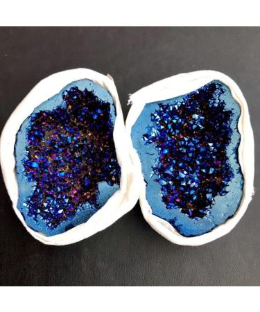 Natural Quartz feng Shui Blue Aura Agate geode Cluster Crystals Stones for Home Decoration - (Color: 1pcs Size: around40-60mm) Chakra Reiki Balancing - Buy Online on GoSupps.com