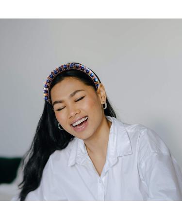 FRCOLOR Glitter Headband Baroque Headband Rhinestone Jeweled Wide Padded Hair Hoop Vintage Hairband Headpiece Hair Accessories for Women Women's Headbands Blue - Buy Online on GoSupps.com