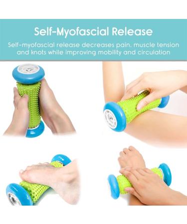 Pasnity Foot Massage Roller & Spiky Ball Set for Plantar Fasciitis Relief - 1 Roller & 2 Balls Included (Light Blue) - Buy Online on GoSupps.com