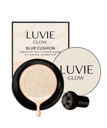 Foundation Cushion CC Cream With Mushroom-Shaped Applicator BB Cream Face Makeup Foundation for Mature Skin Air Cushion to Even Skin Tone Lifts And Moisturizes Long-Lasting Makeup (Ivory)