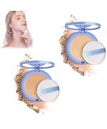 GAGK Matte Perfection Pressed Powder Matte Wet and Dry Powder Oil Control Face Pressed Powder Matte Smooth Setting Powder Waterproof Long Lasting Finishing Powder (Natural Beige+Pure Beige)
