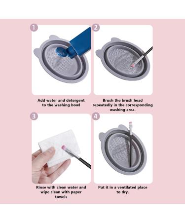 Makeup Brush Cleaner Bowl | Bear Ears Collapsible Silicone Cleaner Mat Portable Washing Tool for Makeup Sponge Small Cleaner Pad for Powder Puff grey - Buy Online on GoSupps.com