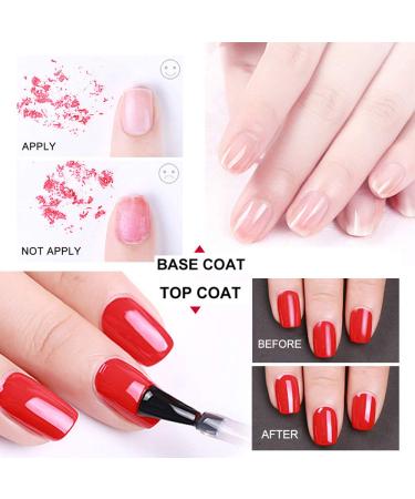 MIZHSE 2x18ML Base and Top Coat Gel Nail Polish Set | Long-Lasting Shiny Finish | No Wipe Soak Off UV LED Clear Nail Polish - Buy Online on GoSupps.com