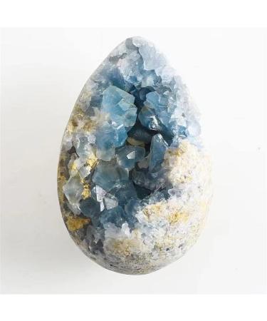 1pc Naatural Egg Shape Raw Celestite Geode Reiki Blue Crystal Cluster 450g-2000g Suitable for Home Room Decoration FUZEGRDLI (Size : 900g-1100g)