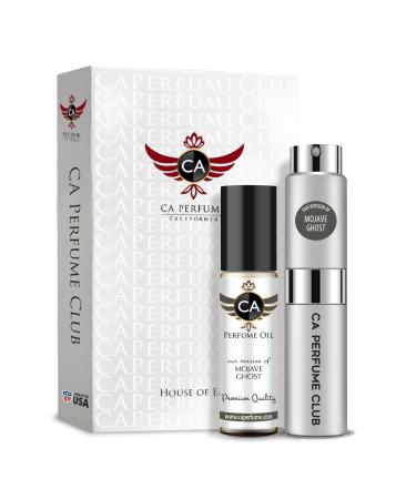 CA Perfume Duo Impression of Mojave Ghost For Women & Men Eau de Parfum Refillable Atomizer Sprayer + Fragrance Body Oil Travel Size Roll-On 0.27 Fl Oz+0.33 Fl Oz