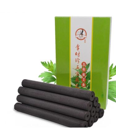 10 Pcs 1.2x12cm Smokeless Moxa Rolls Nature Wild Moxa Sticks Bar for Moxibustion (Black)