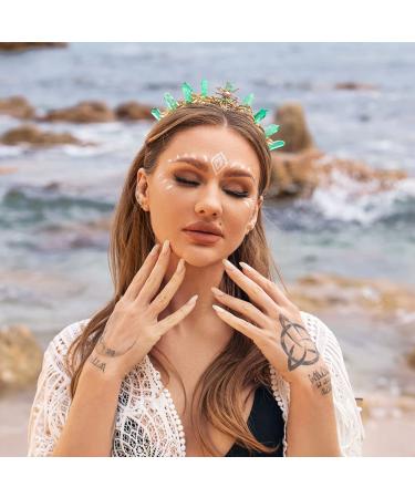 Green Quartz Crown Tiara Headband | Gold Leaf Woodland Fairy Hairband - Buy Online on GoSupps.com