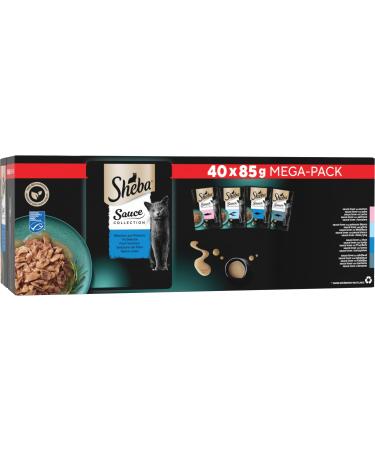 Sheba Sauce Collection Fresh Sachets Wet Food Fish Selection for Adult Cat 4 Varieties 40x85g