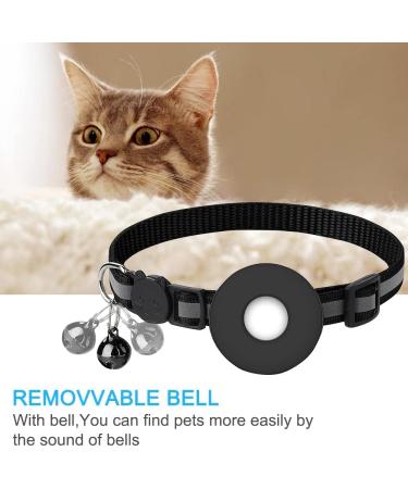 Reflective Airtag Cat Collar with Bell | Waterproof Holder | Apple Airtag Compatible - Black - Buy Online on GoSupps.com