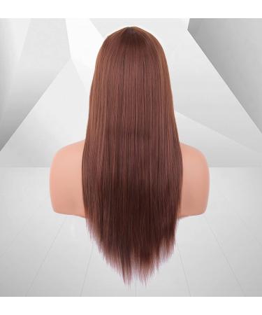 Vebonny Auburn Brown Lace Front Wig for Women - 20 Inch Straight Hair with Baby Hair Glue-Free & Middle Parting - #021 - Buy Online on GoSupps.com