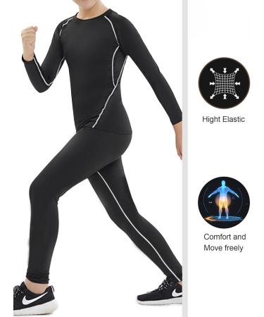 HOPLYNN Youth Boy's Compression Pants 4 Pack - Football Base Layer Leggings for Sports - Black, Blue, White - Large - Buy Online on GoSupps.com