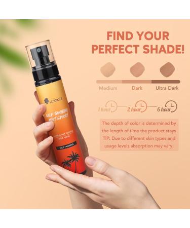 LUXELUX Tanning Face Mist - Sunless Tanner Spray for Natural Medium to Dark Tan | 4.05 Fl Oz (120ml - Buy Online on GoSupps.com
