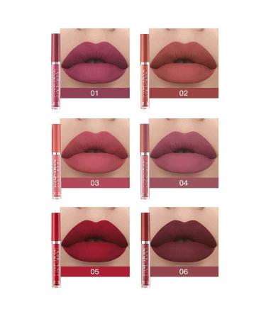 Dulele 6-Piece Velvety Matte Lip Gloss Set - Waterproof Durable Liquid Lipstick | Non-Stick Cup Makeup Cosmetics (Color A) - Buy Online on GoSupps.com