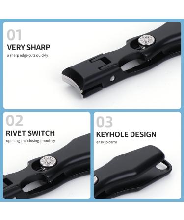 Alxbsone Black Steel Nail Clipper Set for Fingernails & Toenails | No Splash Design with Nail Fan & File | Extra Sharp Manicure Tool - Buy Online on GoSupps.com