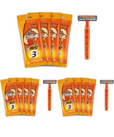 BIC 3 Sensitive Razors Men 16 disposable razors with 3 blades each with Aloe Vera & Vitamin E for a gentle shave (pack of 3)