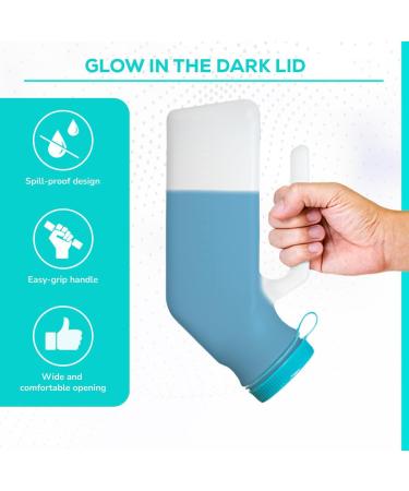 Urinals for Men 1000ml with Glow in The Dark Spill Proof Pop Cap Lid Plastic Pee Bottles for Men Portable Urinal for Elderly & Incontinence - Buy Online on GoSupps.com