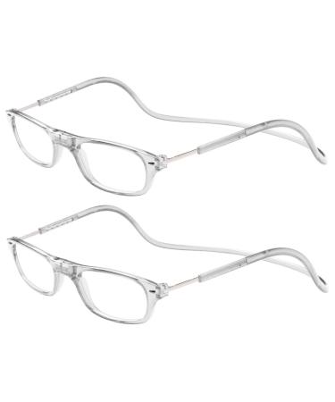 TBOC Pack: Reading Glass reading aid for men - (two units) Diopttria +3.50 Transparent version Strength PC Mobile phone foldable woman man magnetic closure clip antiquity presbyopia +3.50 dioptria (2 Pack) Transparent +transparent