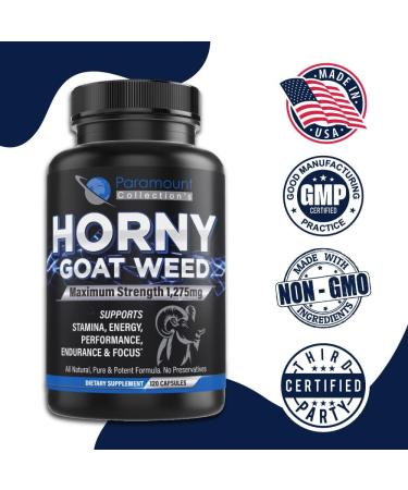 Horny Goat Weed Complex - Maximum Strength Supplement for Men and Women with Maca Root, Ginseng, Yohimbine, and more - 120 Count - Made in USA - Buy Online on GoSupps.com