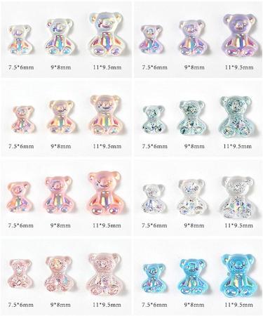 6pcs 3D Cute Bear Resin Nail Art Decorations In 3 Sizes Ornaments Manicure Tips 3D Nail Art Decor - Buy Online on GoSupps.com