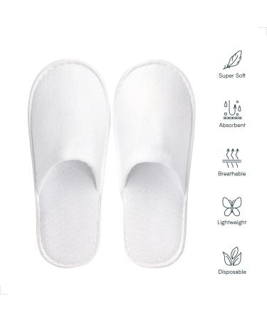 6 Pairs White Disposable Spa Slippers | Summer Cotton, Non-Slip, Breathable | Men and Women - Great for Hotel Guests and Travel - Buy Online on GoSupps.com