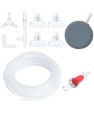 Pawfly aquarium air hose Standard air pump accessories set with air stone disc connector suction cups and check valve Aquarium air hose 4/6mm for ventilation of aquariums 2 m