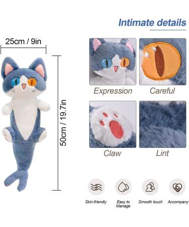 PEDEIECL Plush Shark Cat Doll | Cute Stuffed Shark Kitten Pillow Toy - Blue 50cm | Ideal Gift for Kids & Girlfriend - Buy Online on GoSupps.com