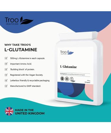 L-Glutamine Supplement 500mg - 90 High Strength Capsules | Targeted Release Amino Acid - Buy Online on GoSupps.com