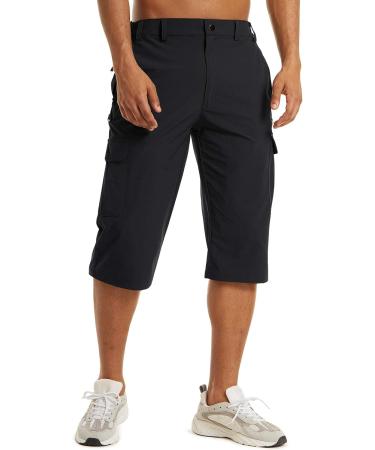 EKLENTSON Men's Quick Dry Stretch Waist Shorts - Black, Size 36 - Buy Online on GoSupps.com