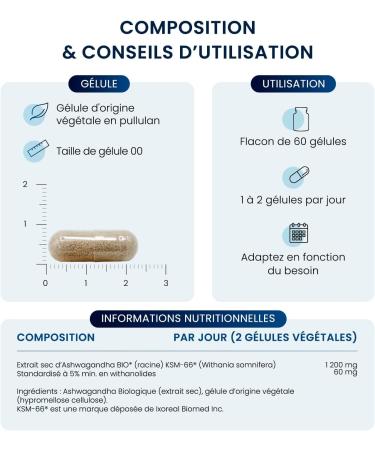 Ashwagandha BIO KSM-66 - Haute Concentration - Withanolides 5% - Stress nergie & Sommeil - Compl ment Alimentaire Naturel - Plante Adaptog ne - 60 G lules (1 2 mois) - Dynveo - Buy Online on GoSupps.com