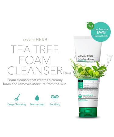 Essenherb Tea Tree Foam Cleanser 150ml - Soothing & Moisturizing | For All Skin Types with Blemishes - Buy Online on GoSupps.com