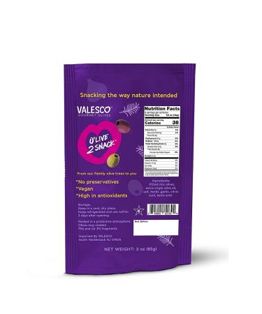Valesco OLive 2 Snack Pitted Olives Variety Pack 6 Flavors 3 oz (12 Pouches) - Buy Online on GoSupps.com