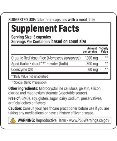 Kyolic Aged Garlic Extract Red Yeast Rice Plus CoQ10 - 75 Capsules for Heart Health - Buy Online on GoSupps.com