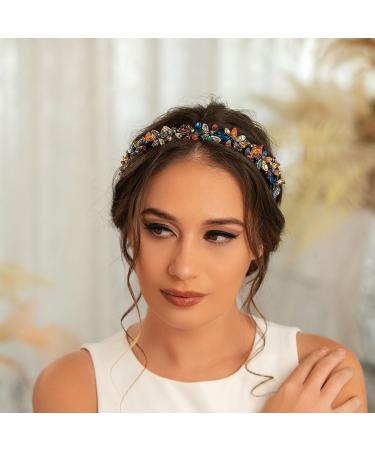 IYOU Sparkly Crystal Headband Black Shiny Rhinestone Hair Bands Flower Party Prom Hair Accessories for Women and Girls - Buy Online on GoSupps.com