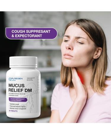 Puregen Labs Mucus Relief DM | Dextromethorphan HBr 20mg | Guaifenesin 400mg | Cough Immediate Release Uncoated Cough & Mucus Expectorant Pill 90 Tablets 1 - Buy Online on GoSupps.com
