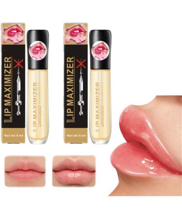 2Pcs Lip Plumper Vitamin E Lip Plumping Serum Lip Maximizer Hyaluronic Lip Plumper Lip Plumping Serum Instant Lip Filler for Moisturize Enhances Plump Gloss