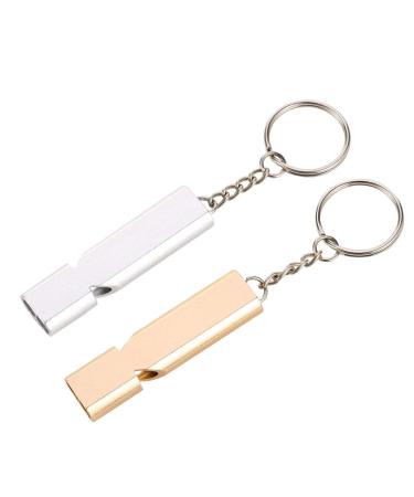 Girls'love Talk 2 pieces of trill whistle signal pipe trill whistle according to emergency stainless steel pipe with keychain for school gym outdoor camping hiking hiking lifelong in emergency