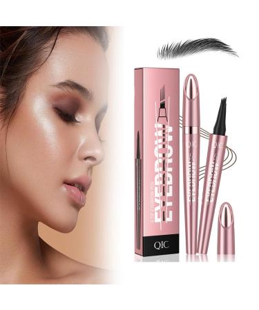 Magic Eyebrow Pencil with 4 Fork Tip 3D Microblading Eyebrow Pen Eye Brown Makeup Long-Lasting Eyebrow Pencil Long-lasting Natural Makeup Fine Stroke Magic Eyebrow Pencil Stay on All Day (Black)